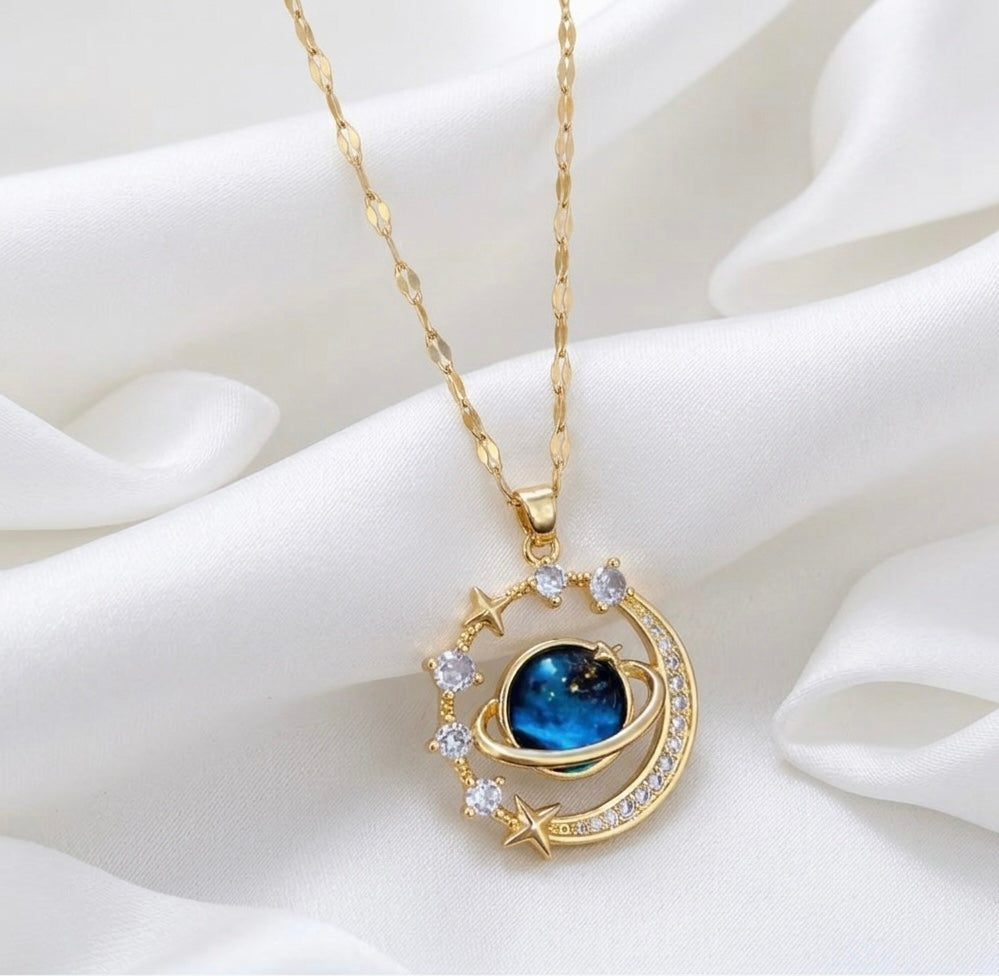 Moon & Star Galaxy Pendant