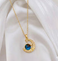 Celestial Moon & Galaxy Pendant Necklace