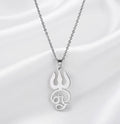 Silver Om Trishul Pendant Necklace