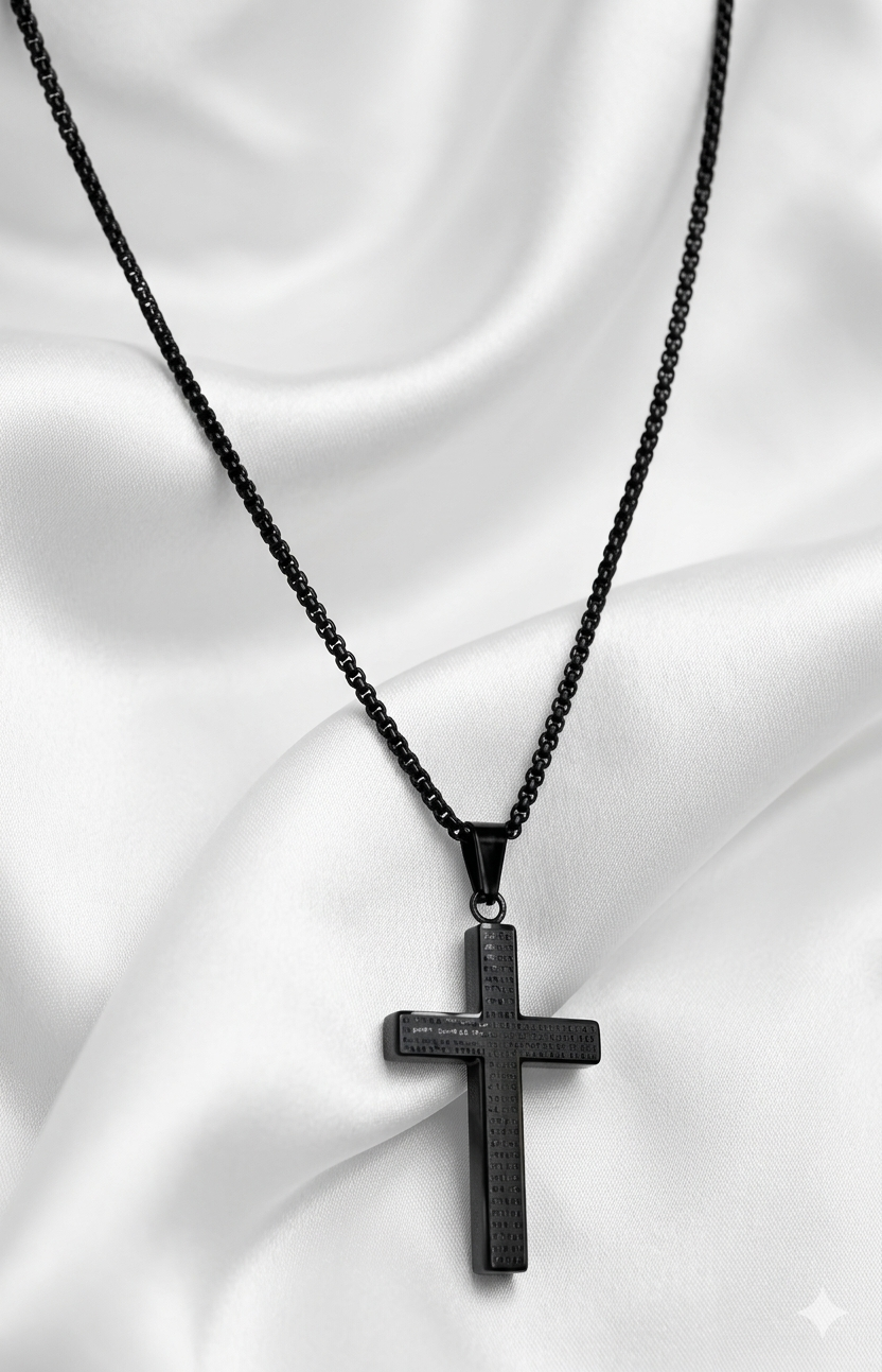Black Cross Pendant Necklace