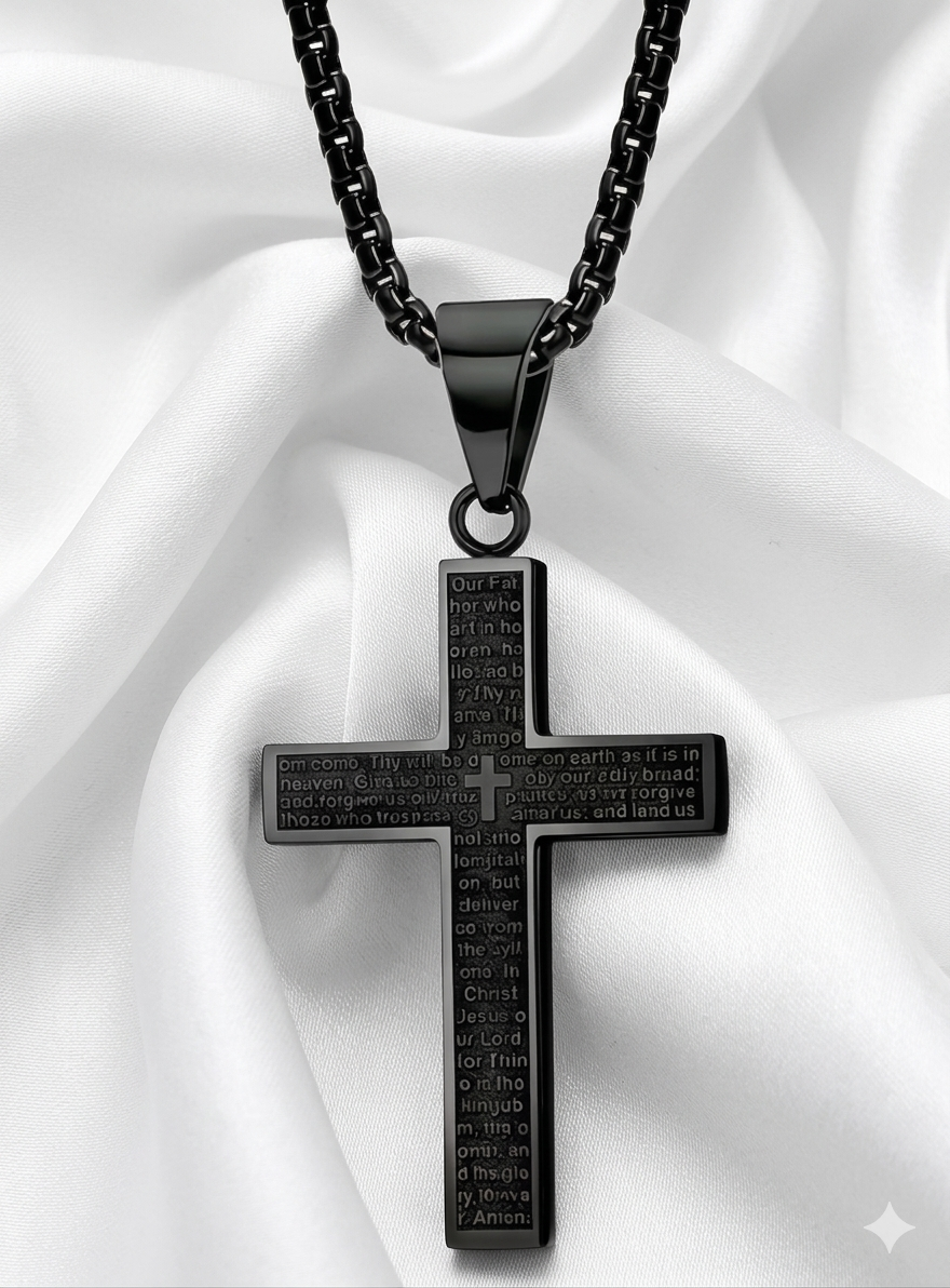 Black Cross Pendant Necklace
