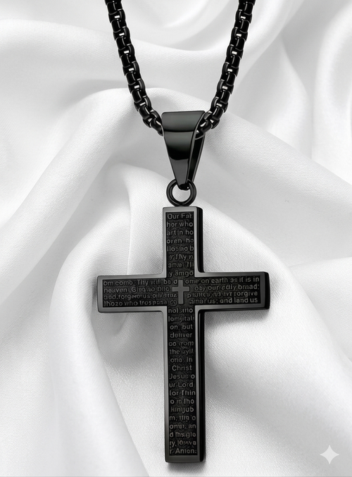 Black Cross Pendant Necklace