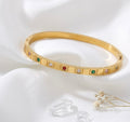 Cubic Zirconia Gold Bangle Bracelet