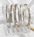 5-Piece Stainless Steel Bangle Bracelet Set - Silver