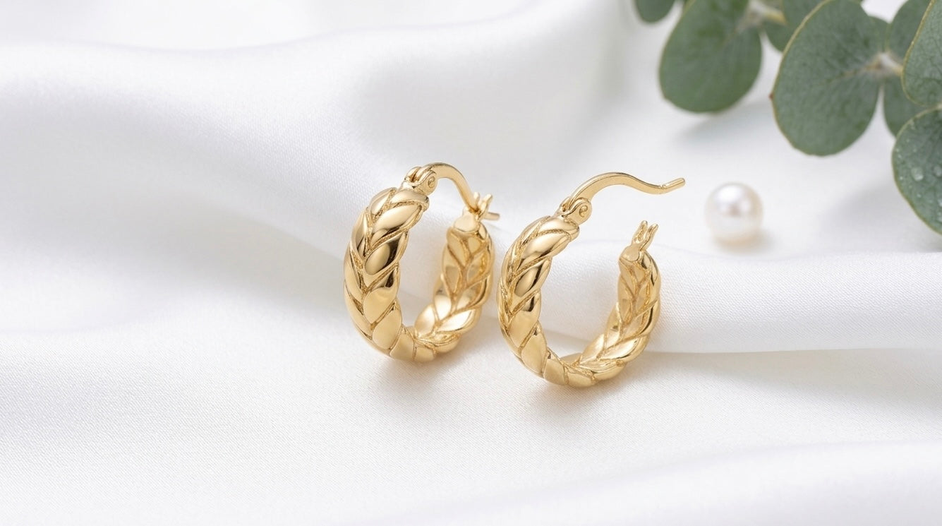 Gold Twisted Hoop Earrings