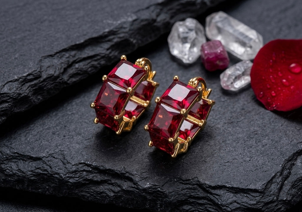 18K Gold Plated Crystal Huggie Earrings