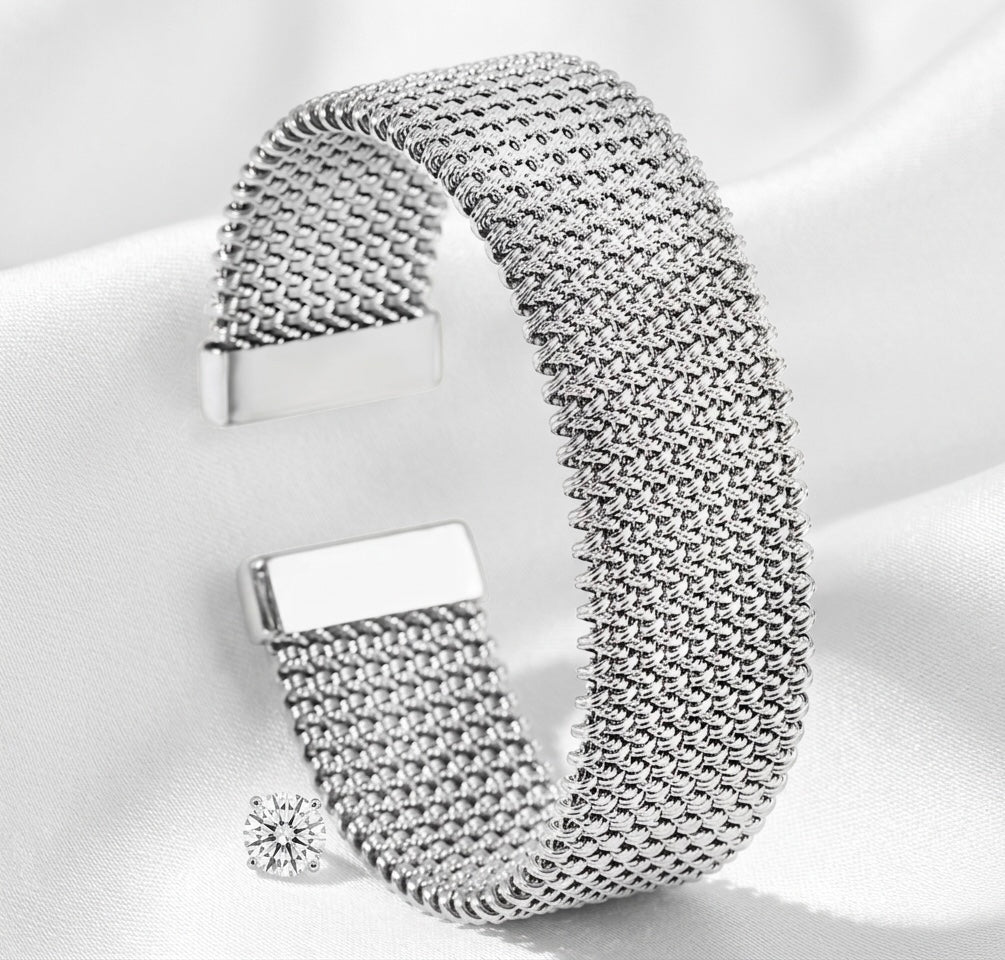 18K Gold Plated Mesh Cuff Bracelet