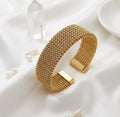 18K Gold Plated Mesh Cuff Bracelet – Gold