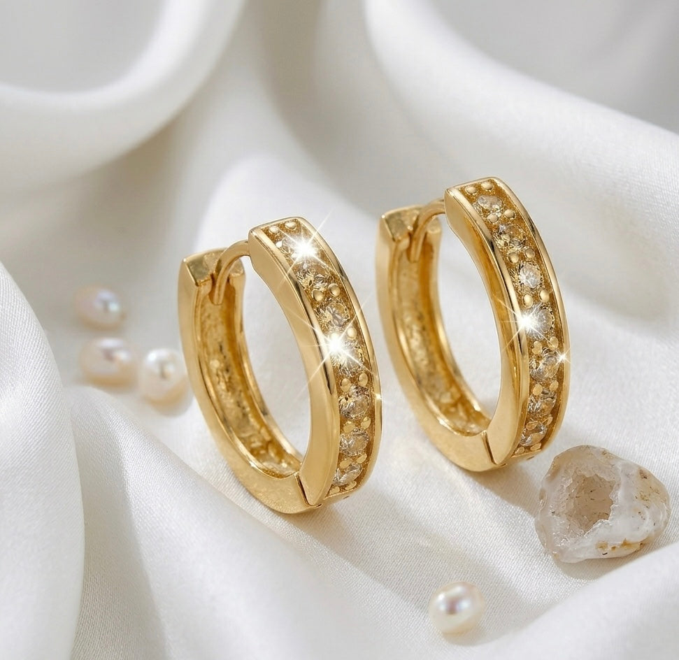 18K Gold Plated Zirconia Hoop Earrings