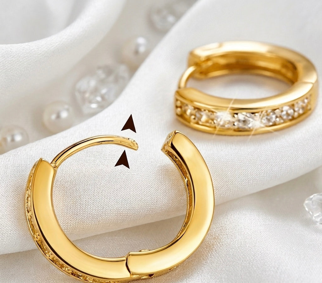 18K Gold Plated Zirconia Hoop Earrings