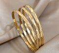 Gold Textured Bangle Bracelet Set
