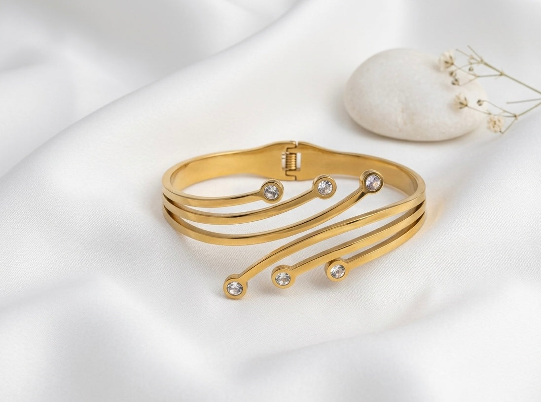 Gold Crystal Cuff Bracelet