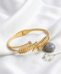 Gold Leaf & Crystal Cuff Bracelet
