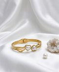 Gold Mother of Pearl Double Heart Cuff Bracelet