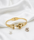 Gold Multi-Ball Cluster Cuff Bracelet