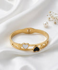 Gold Black & White Heart Cutout Cuff Bracelet
