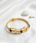 Gold Black & White Multi-Heart Cuff Bracelet
